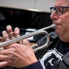 62 year old UC Davis undergraduate plays the trumpet