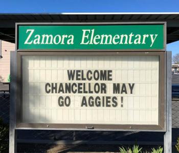 Sign to Zamora Elementary School