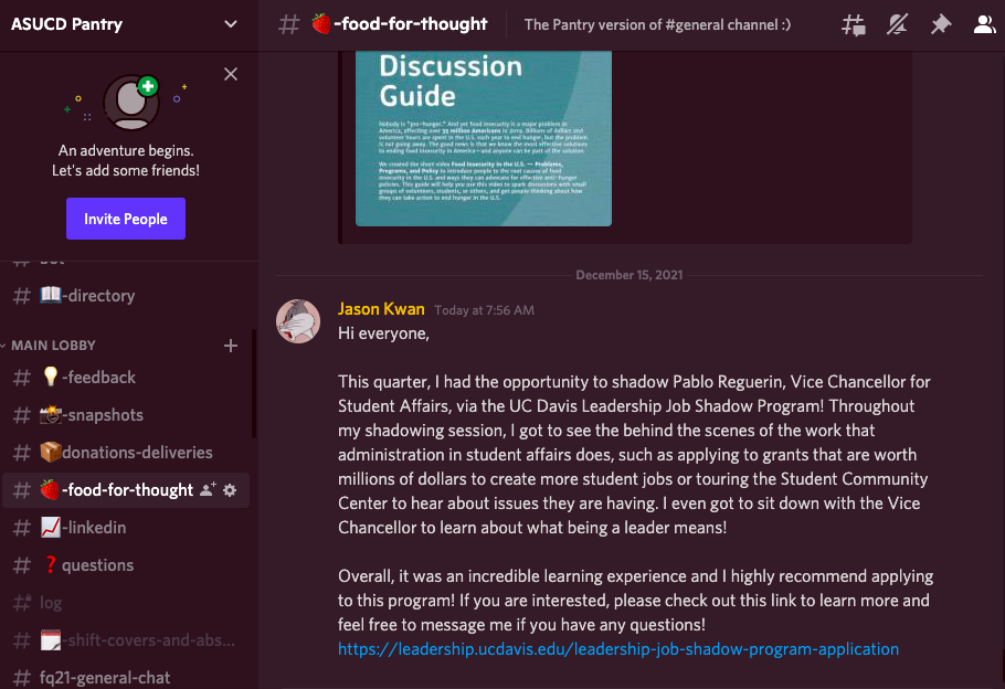 A screen shot of a Discord post