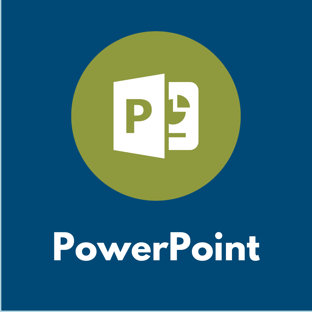 Icon of PowerPoint with the words PowerPoint