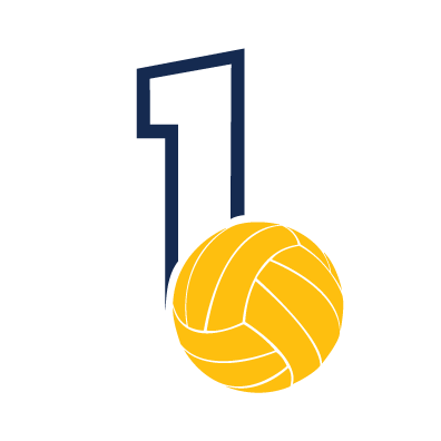 Yellow water polo ball graphic with number 1