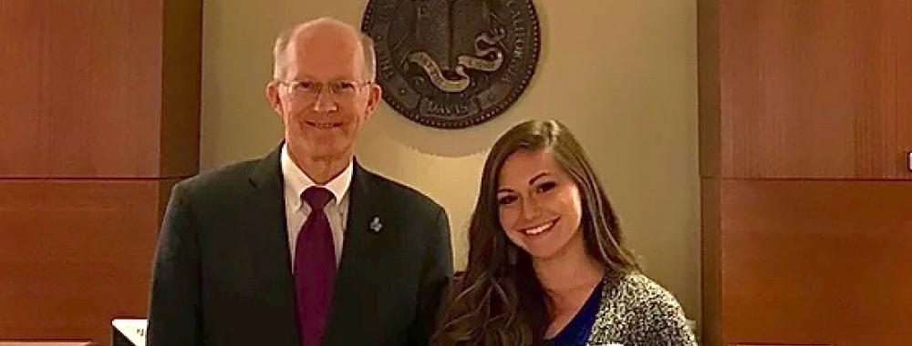 UC Davis student Elizabeth von Klan poses with Ken Burtis, faculty adviser to the chancellor and provost.