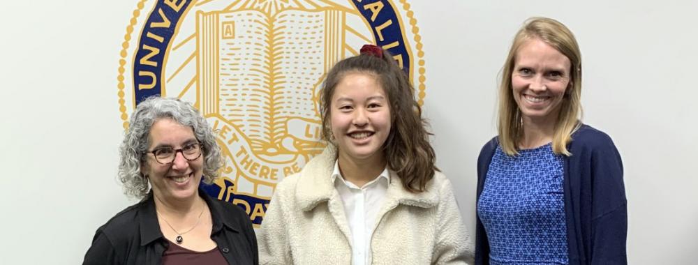 UC Davis student Yuri Yi poses with Nancy Erbstein and Jennie Konsella-Norene.