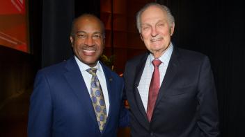 First Chancellor's Colloquium hosted by Gary May featuring Alan Alda's talk "Getting Beyond a Blind Date with Science."