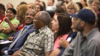 Chancellor Gary May talks at the Student Affairs Stay Day Conference on August 23, 2017 at the UC Davis Conference Center.
