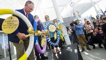 UC Davis Provost Ralph J. Hexter celebrates an opening
