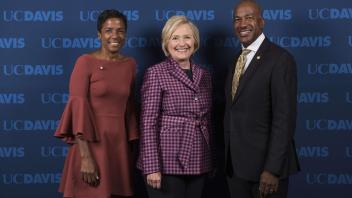 Chancellor Gary May and wife LeShelle pose for a picture with Hillary Clinton