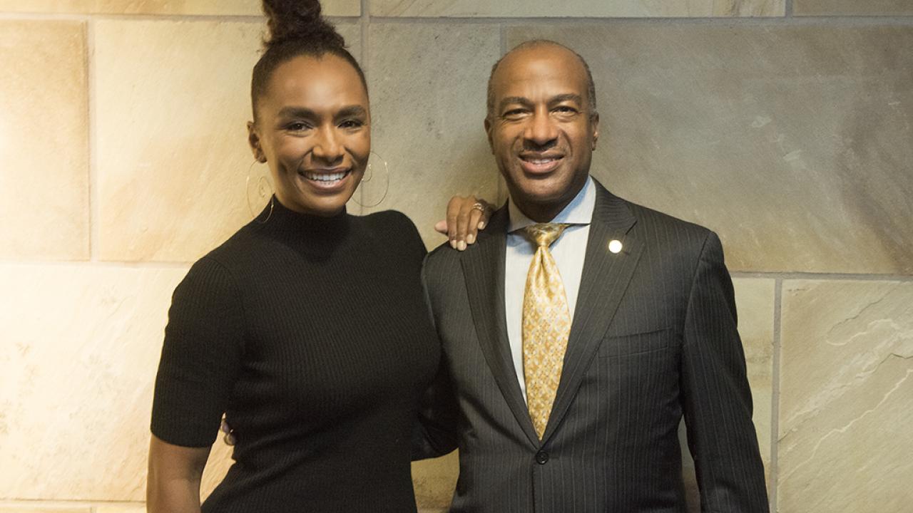 UC Davis Chancellor Gary May with Janet Mock