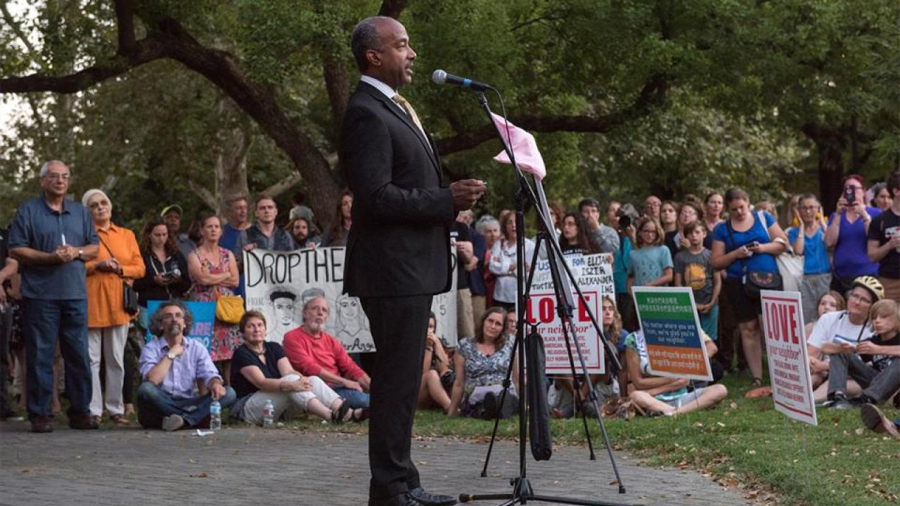 UC Davis Chancellor Gary May at Rally