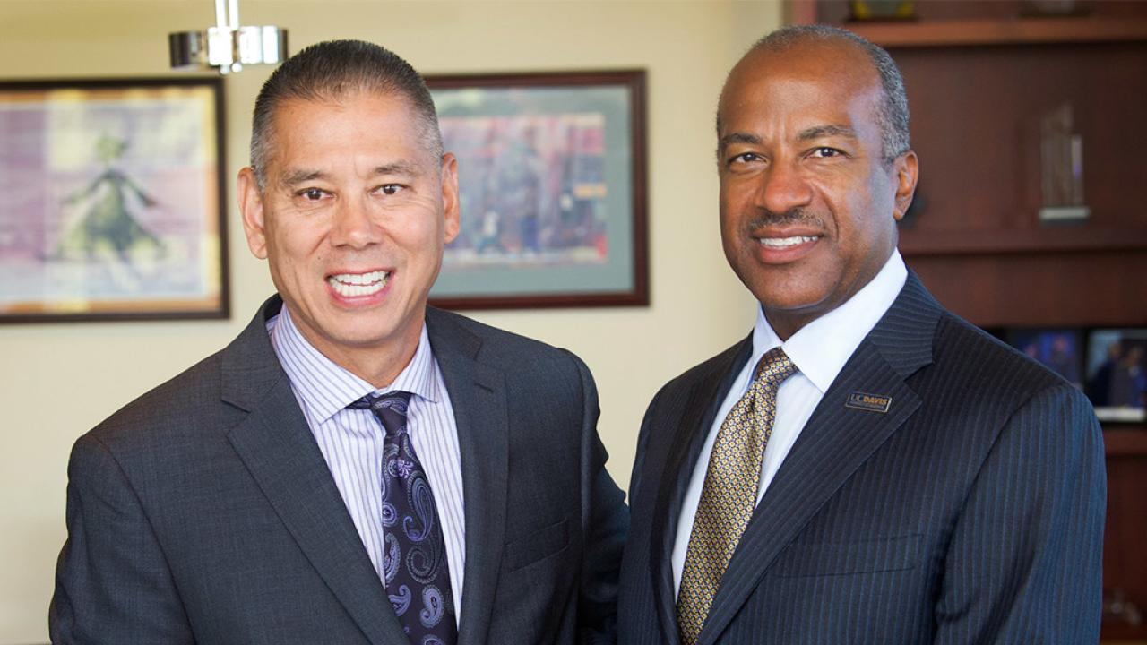 UC Davis Chancellor Gary May with UC Davis Police Chief Joseph Farrow
