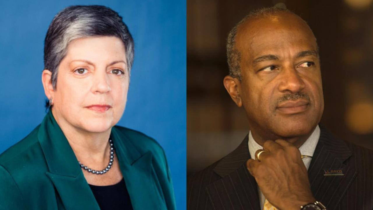 UC Davis Chancellor Gary May with President Janet Napolitano