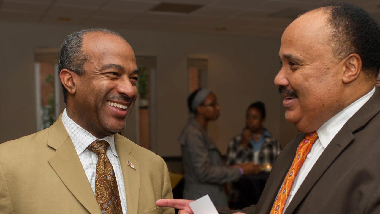 Photo of Chancellor May with Martin Luther King III