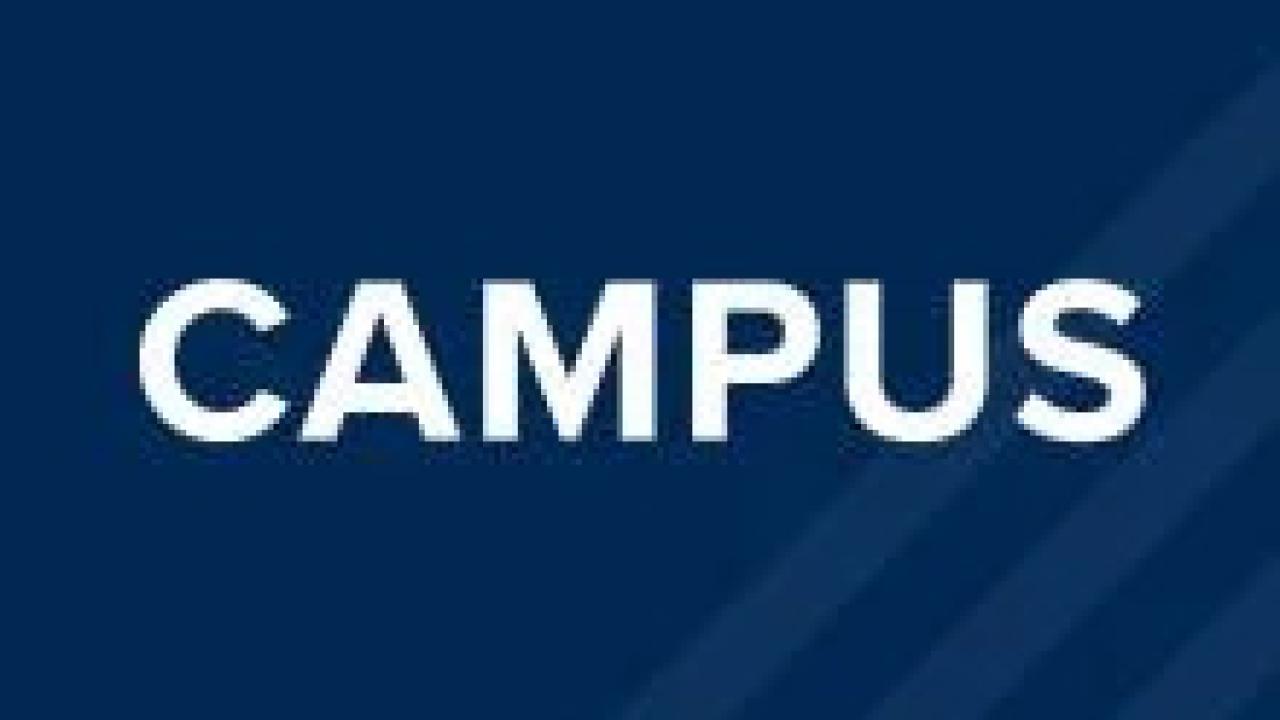 Blue graphic with white "campus" text