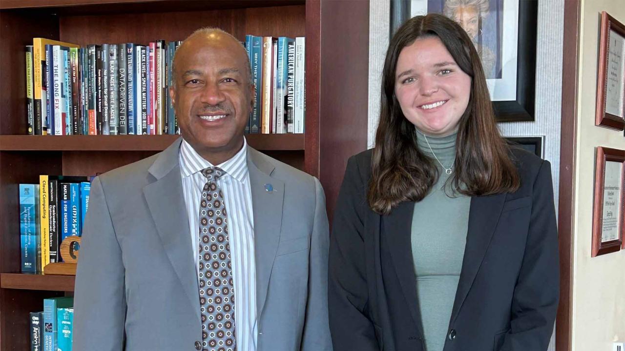 Chancellor Gary S. May and Jordan Pantano