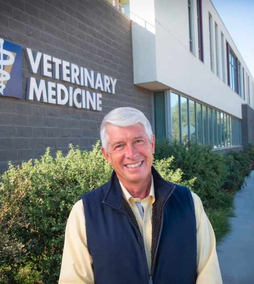 Dean Stetter in front of Veterinary Medicine sign 