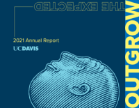 Cover of the 2021 Annual report with an illustration of one of the campus Eggheads sculptures