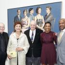 UC Davis Chancellor Gary May with LeShelle May, Wayne Thiebaud and Jan and Maria Manetti Shrem