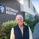 Dean Stetter in front of Veterinary Medicine sign 