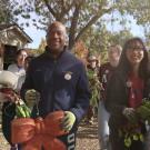 Chancellor May engages in community service with members of Lambda Omicron Xi at Grace Garden in Davis