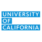 University of California wordmark, white text on blue background